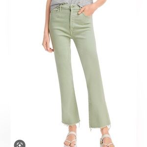 NWT MOTHER Denim The Weekender Green Jeans size 27